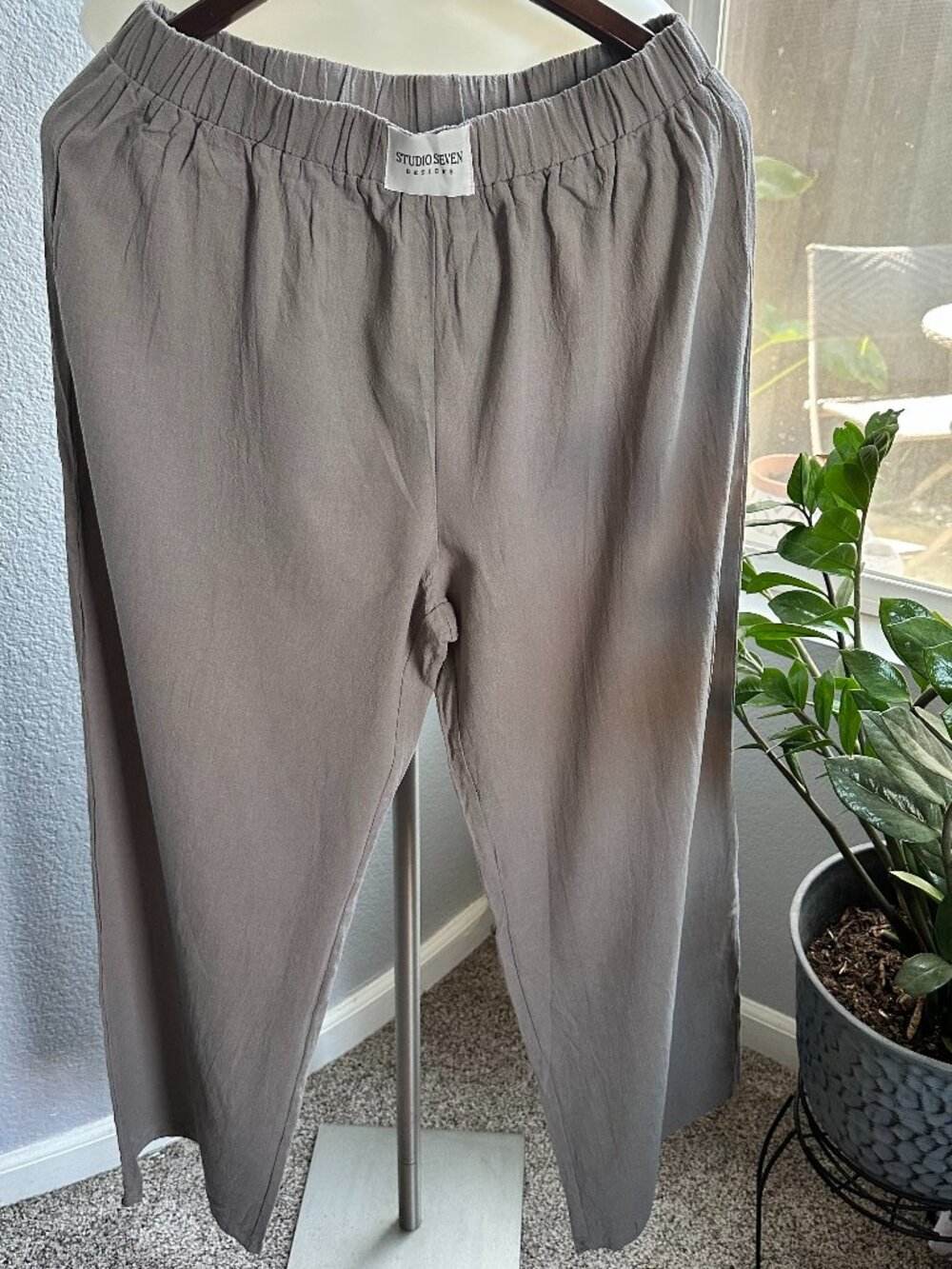 Women's STUDIO SEVEN Designs Wide Leg Pull On Pants Stretch Waist - Size L